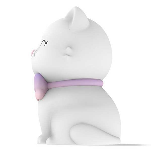 DHINK Silikon Gece Lambası Kedi Tosh Beyaz