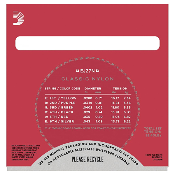 DADDARIO EJ27N Klasik Gitar Takım Tel