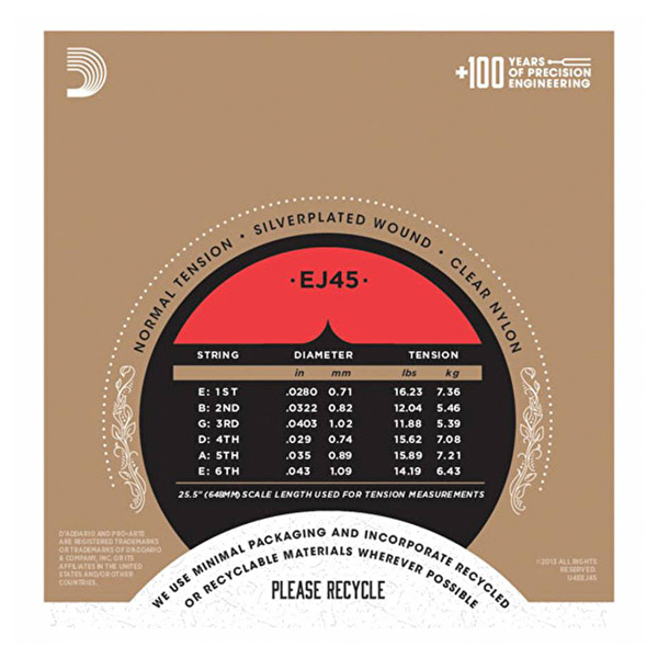 DADDARIO EJ45  Klasik Gitar Takım Tel