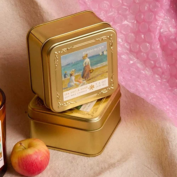 PADDYWAX Empresyonistler Metal Teneke Mum 99 gr 8x8 cm Degas Renoir Figures On The Beach