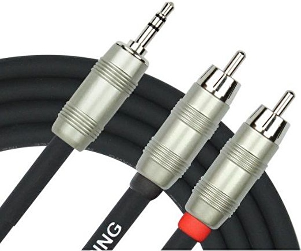 KIRLIN Y-364PRL-2M-BK 3,5mm TRS PLUG, 2XRCA