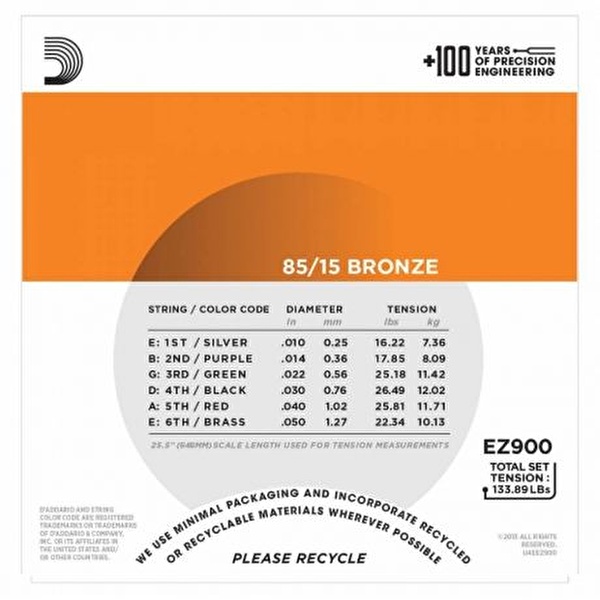 DADDARIO EZ900 Akustik Gitar Takım Tel 0,10