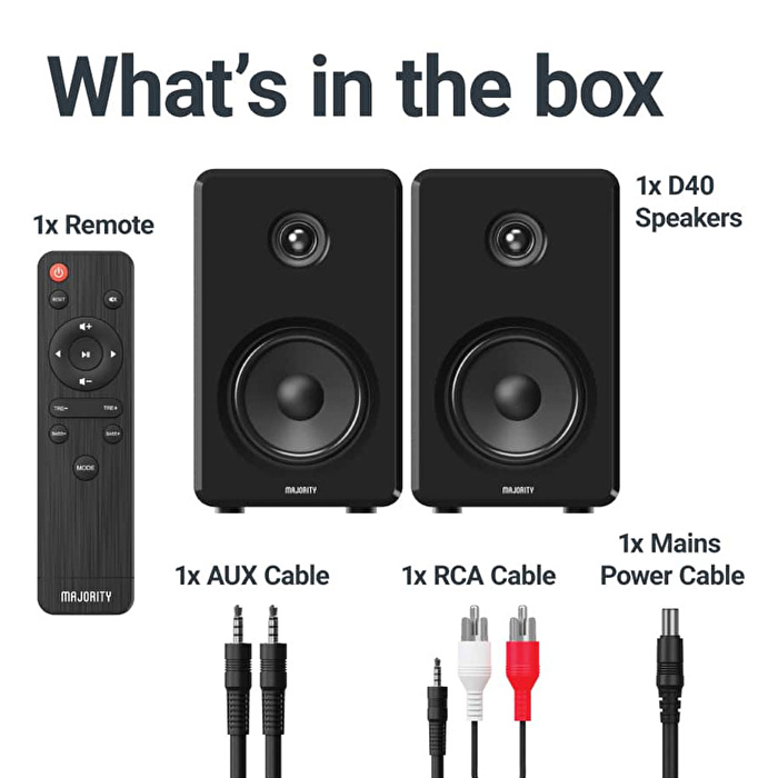 MAJORITY D40 Raf Tipi Hoparlör (BT, USB, AUX, RCA)