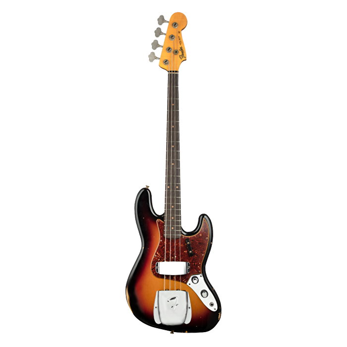 Fender Custom Shop S21 1960 Jazz Bass Relic Gülağacı Klavye 3 Tone Sunburst Bas Gitar