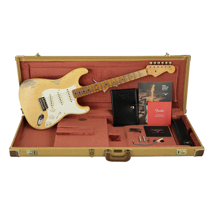 FENDER Custom Shop 1957 Stratocaster Heavy Relic Akçaağaç Klavye Nocaster Blonde Elektro Gitar