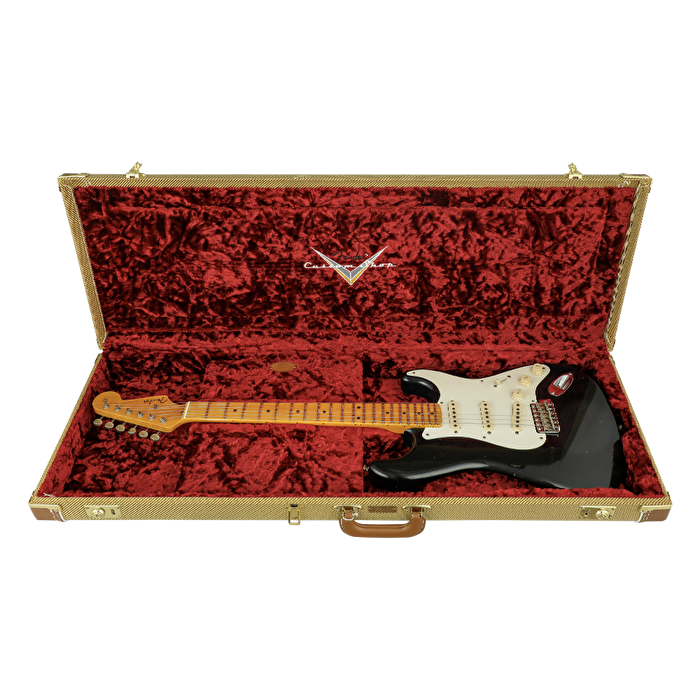 FENDER Custom Shop 1957 Stratocaster Journeyman Relic Akçaağaç Klavye Black Elektro Gitar
