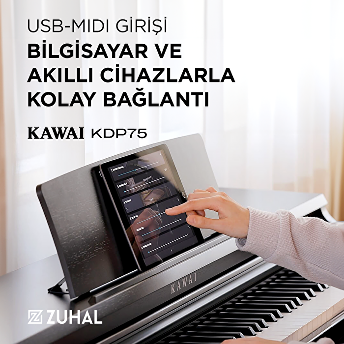 KAWAI KDP75B Siyah Dijital Piyano (Tabure & Kulaklık Hediyeli)