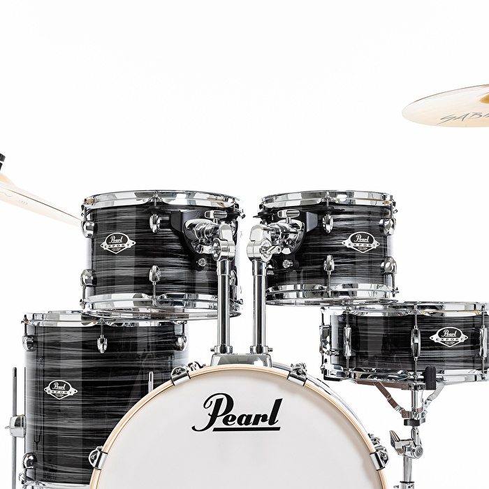 PEARL EXX705NBR/C778 Export EXX Graphite Silver Twist 5 Parça (20B/10T/12T/14F/14S) HWP-834 Aksam Setli ve Sabian SBR Zil Setli Akustik Davul Seti