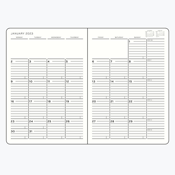 LEUCHTTURM 2025 Aylık Planlayıcı ve Not Defteri, 16 Aylık, Tablet Boy (B5), Yumuşak Kapak, İngilizce, Kayısı