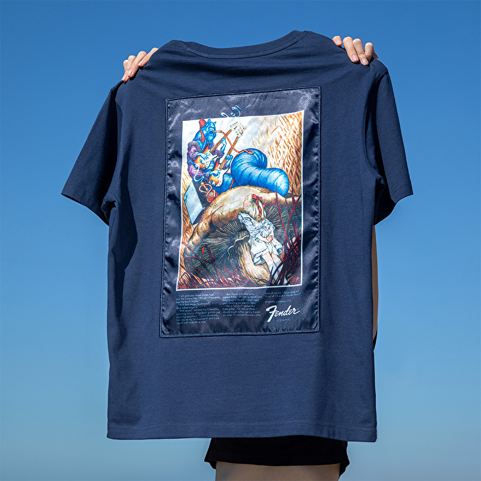 FENDER® Alice in Wonderland Loose Lacivert T-Shirt