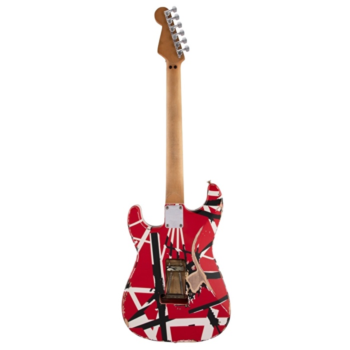 EVH Striped Frankenstein Frankie Akçaağaç Klavye Red with Black Stripes Relic Elektro Gitar