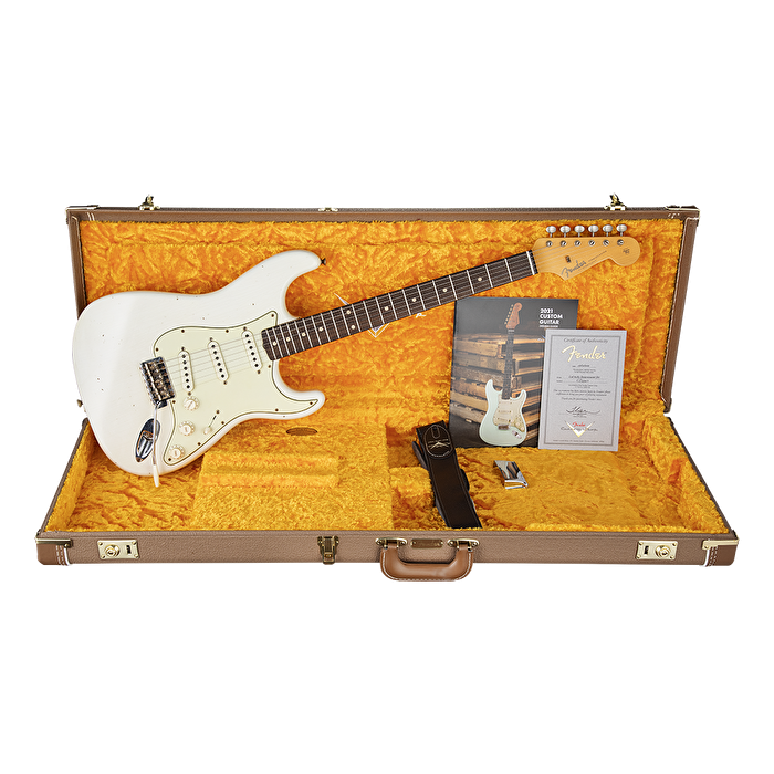 Fender Custom Shop Limited Edition 62/63 Stratocaster Journeyman Relic Gülağacı Klavye Aged Olympic White Elektro Gitar