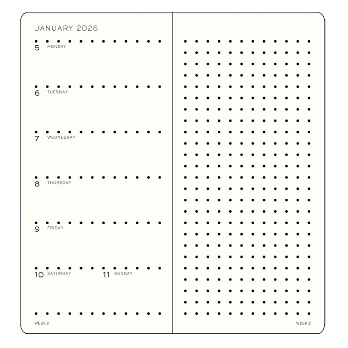 LEUCHTTURM 1917 Haftalık Planner & Ajanda Defter Noktalı Wallet (B6+ x A6) 2026, Gündoğumu Sarı, İngilizce