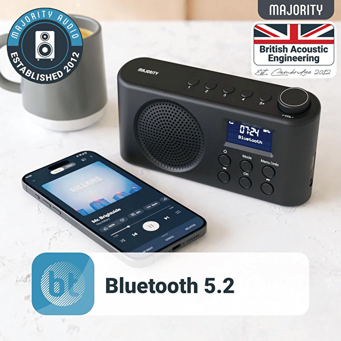 MAJORITY Orwell Saat Radyo Bluetooth Hoparlör