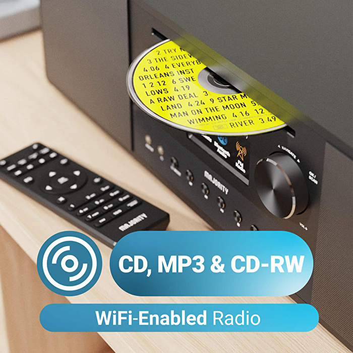 MAJORITY Quadriga Müzik Sistemi Siyah (CD, WiFi, BT, AUX, Radyo)