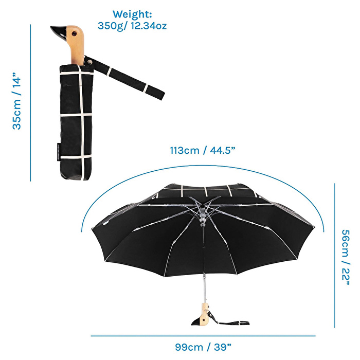 ORIGINAL DUCKHEAD Duck Kompakt Şemsiye Black Grid