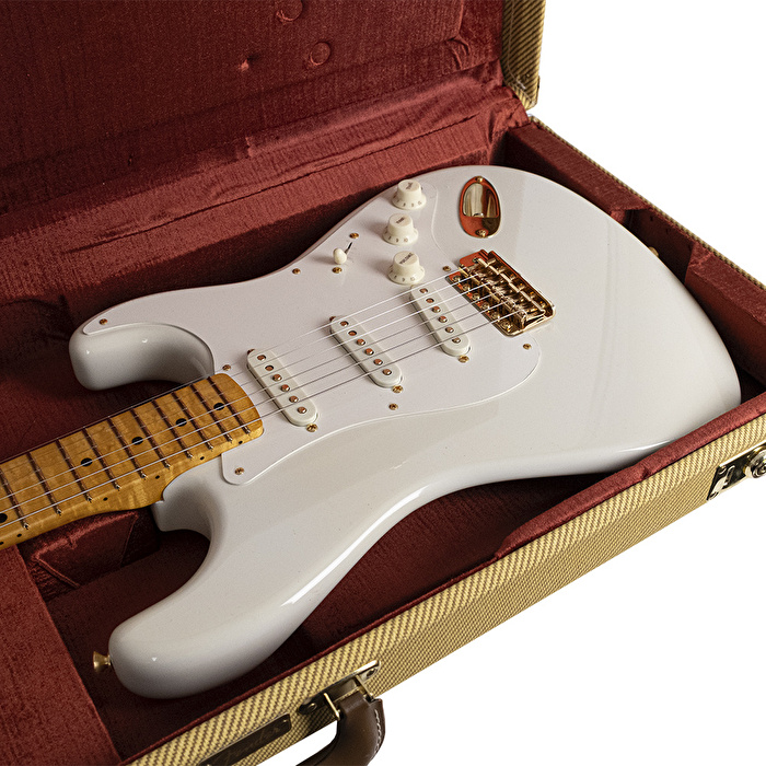 Fender Custom Shop Limited Edition 1959 Stratocaster NOS Gold HW Aged Olympic White Elektro Gitar