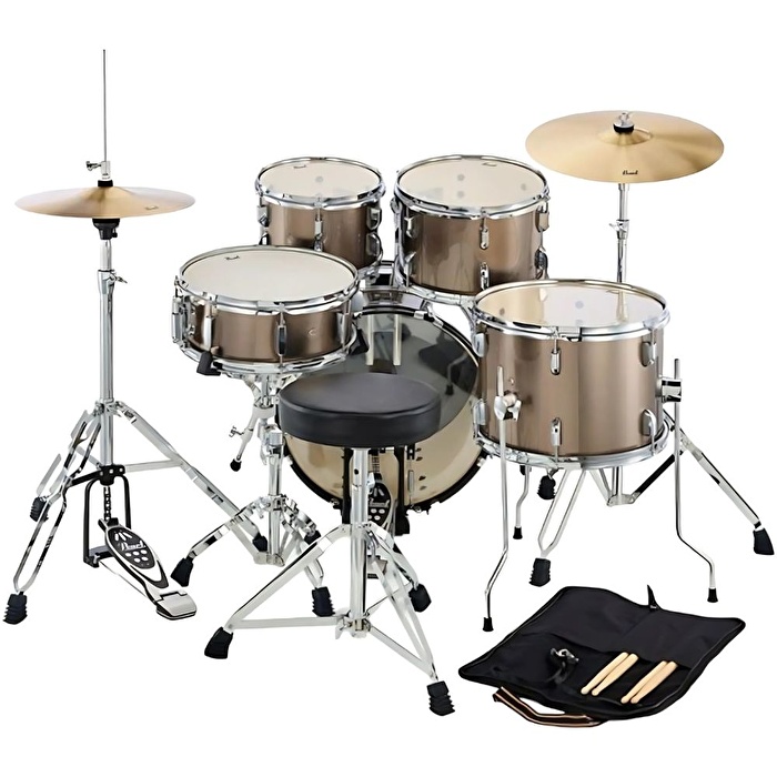 PEARL RS585BC/C707 Roadshow Bronz Metalik 5 Parça (18B/10T/12T/14F/13S) Aksamlı ve Zilli Akustik Davul Seti