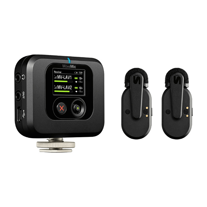 SHURE MoveMic Two Receiver Kit İki kanal Kablosuz Yaka Mikrofonu(Alıcı Dahil)