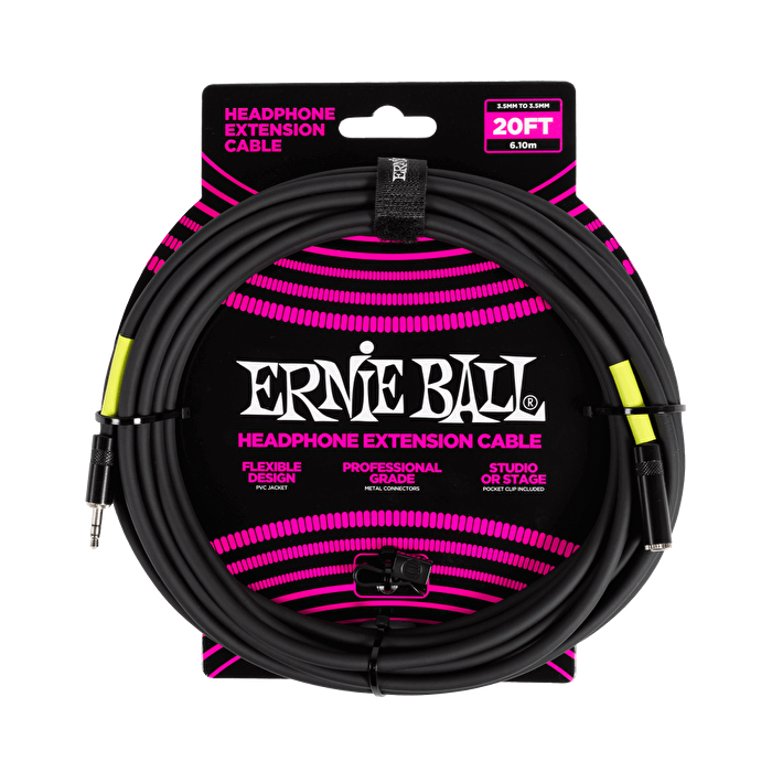 Ernie Ball Kulaklık Uzatma Kablosu 3.5mm - 3.5mm 20ft - Siyah