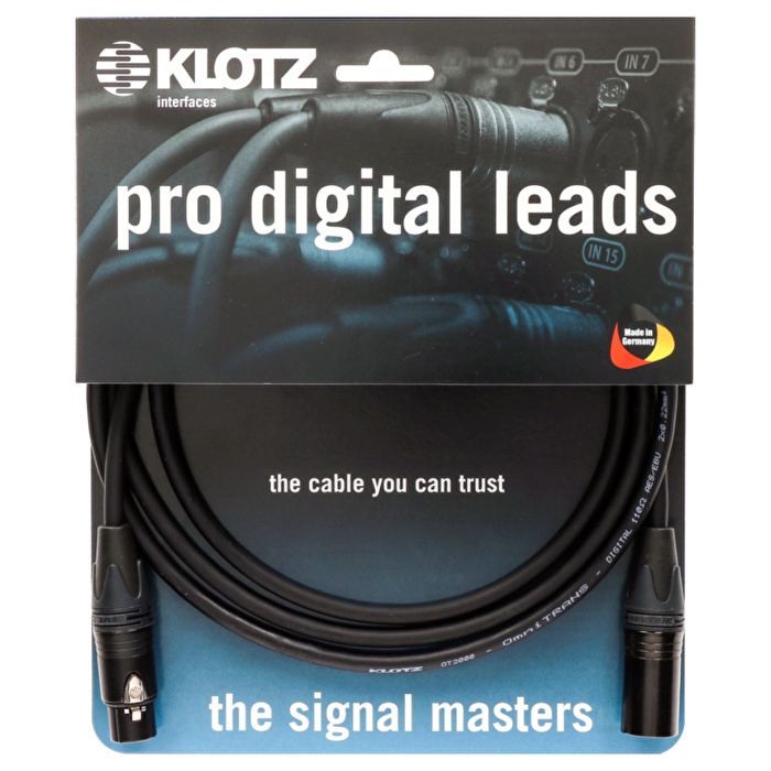Klotz Pro Dijital Lead D3 XLR NEUTRIK Uçlu Siyah AES & DMX Kablosu 5mT