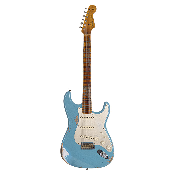 Fender Custom Shop Limited Edition 1958 Stratocaster Heavy Relic Akçaağaç Klavye Super Faded Aged Taos Turquoise Elektro Gitar