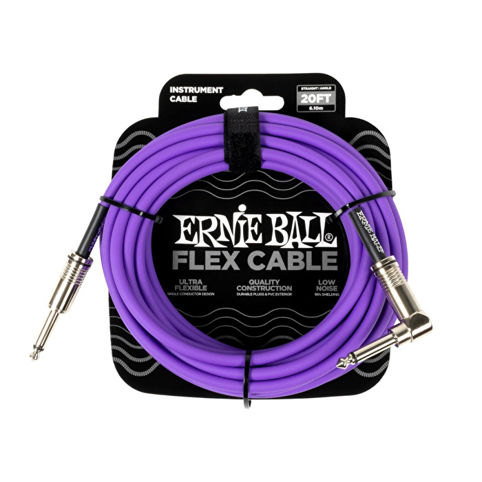 ERNIE BALL Enstrüman Kablosu Esnek Düz Açılı 20Ft - Purple