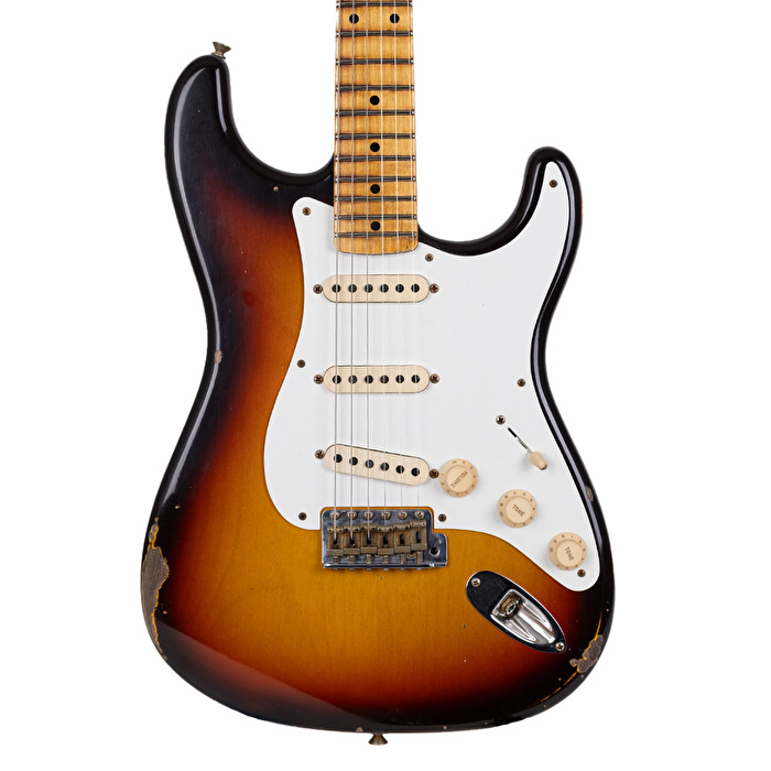 Fender Custom Shop 1958 Stratocaster Relic Akçaağaç Klavye Faded Aged Chocolate 3 Color Sunburst Elektro Gitar