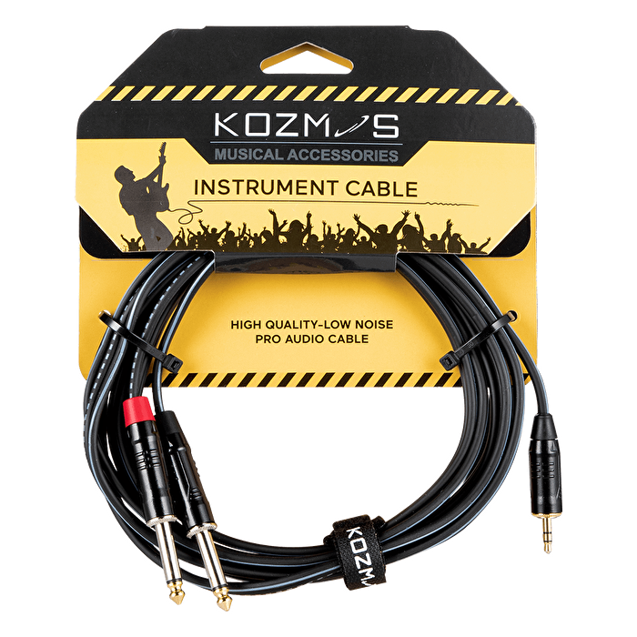 Kozmos KCL-333-3M Stereo 3,5mm - 2 x 6,35mm Mono 3mt Kablo