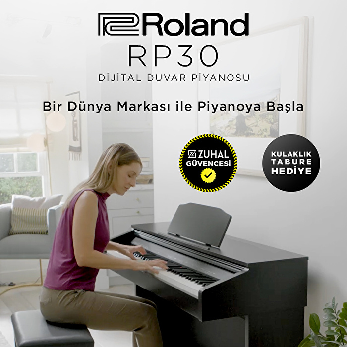 ROLAND RP30-CRL Gülağacı Dijital Duvar Piyanosu (Tabure & Kulaklık Hediyeli)