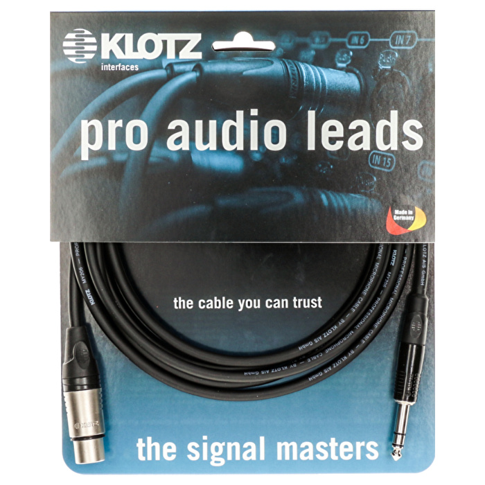 Klotz M1 MY206 TRS x Female XLR Klotz Uçlu Siyah 7.5mt Balanslı Kablo