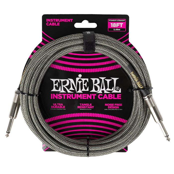 Ernie Ball 18ft. Braided Silver Fox Enstrüman Kablosu