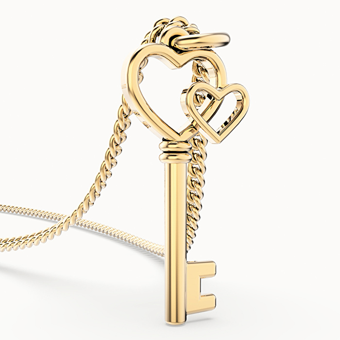 CHOCLI 18 Ayar Altın Kaplama Love Key Kolye