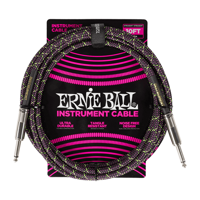 Ernie Ball 10ft. Braided Purple Python Enstrüman Kablosu