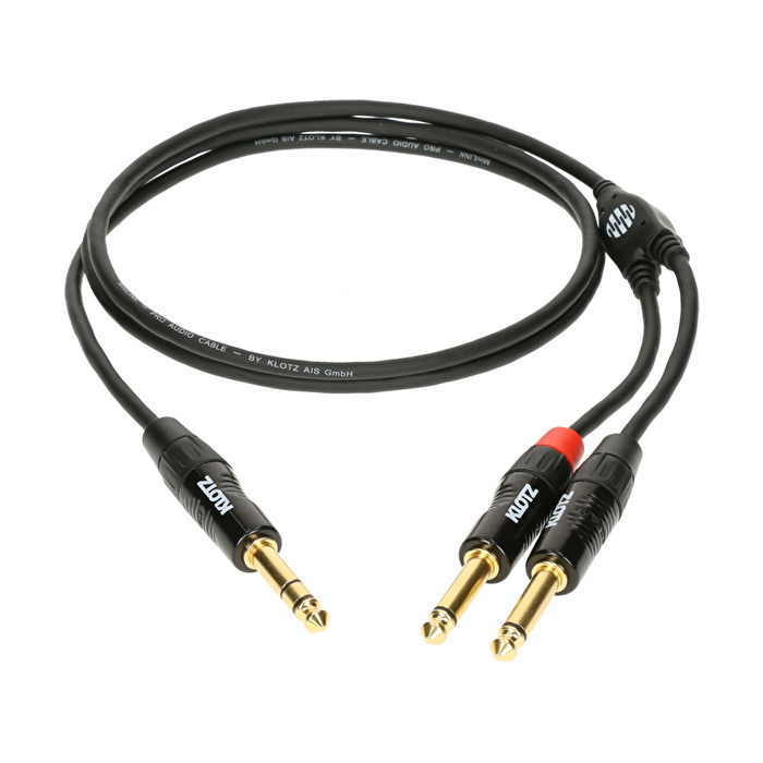 Klotz Profesyonel TRS -2x TS  Altın Uçlu 1,5 mt Siyah Y Kablo