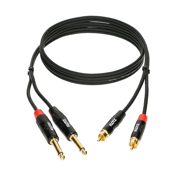 Klotz Pro Twincable Altın Uçlu 2x TS - 2x RCA 1,5mt İkili Siyah Kablo
