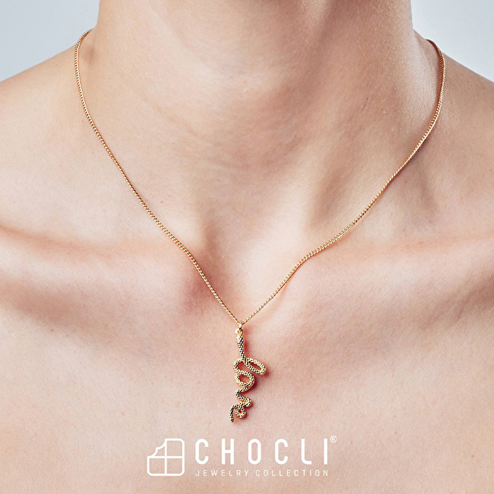 CHOCLI 18 Ayar Altın Kaplama Love Snake Kolye