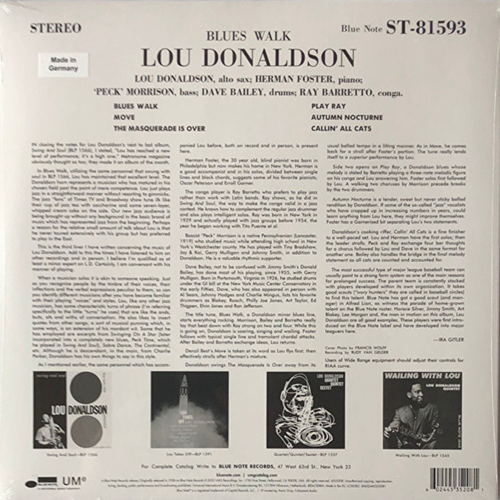 Lou Donaldson – Blues Walk (Blue Note Classic Series)