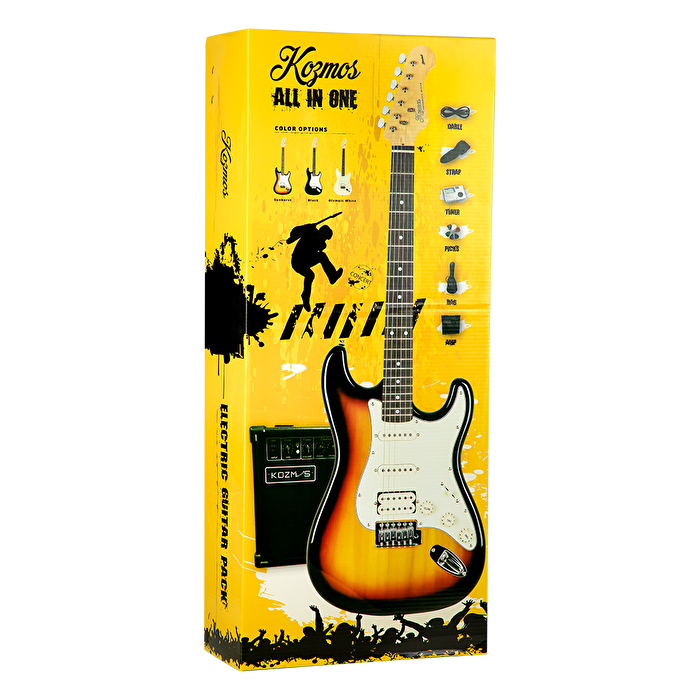 KOZMOS KGP-STG20HSS-OWH Beyaz Elektro Gitar + UNIQUE-MINI-BK 10W Amfi Başlangıç Paketi