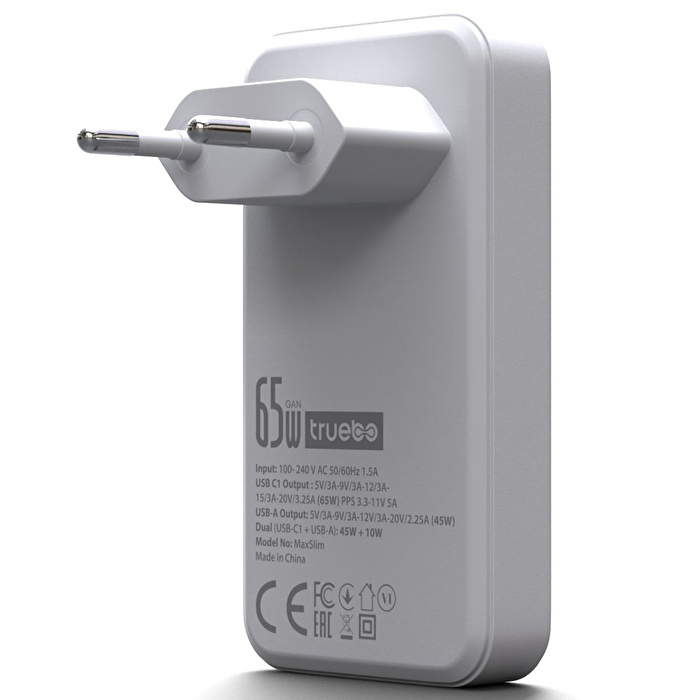 TRUEBO MaxSlim 65W GaN Şarj Aleti - Beyaz
