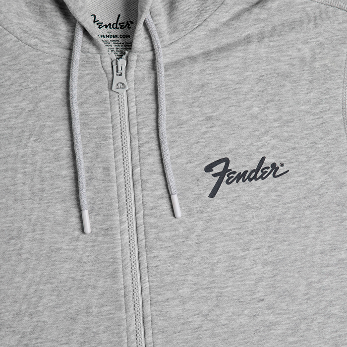 FENDER® Transition Logo Fermuarlı Gri Hoodie