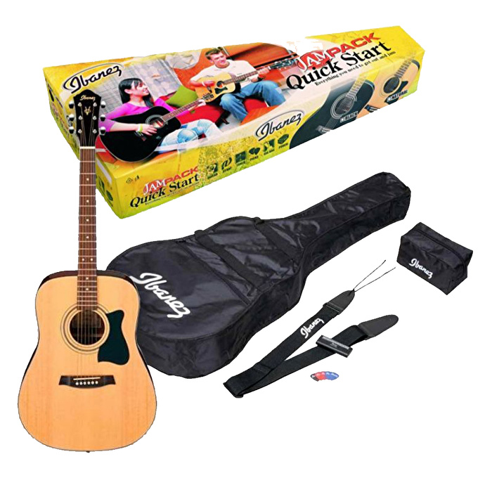 IBANEZ V50NJP-NT V Serisi JAM Paket Natural Akustik Gitar Seti Akort Cihazı & Gigbag ve Aksesuarlar Dahil