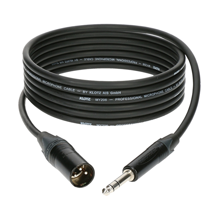 Klotz M1 MY206 TRS x Male XLR Neutrik Uçlu Siyah 2mt Balanslı Kablo