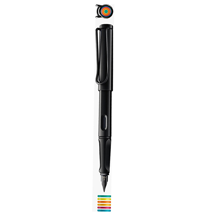 LAMY Safari Dolma Kalem Metal Klips M Uç All Black Multi Coloured Rings Set