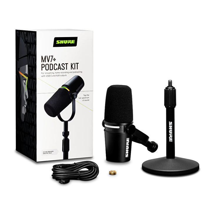 Shure MV7+-K-BNDL XLR/USB Gaming, Podcast ve Standlı Kayıt Mikrofonu Paketi