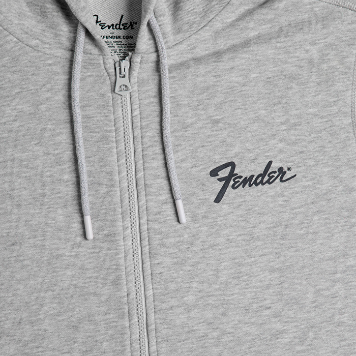 FENDER® Transition Logo Fermuarlı Gri Hoodie