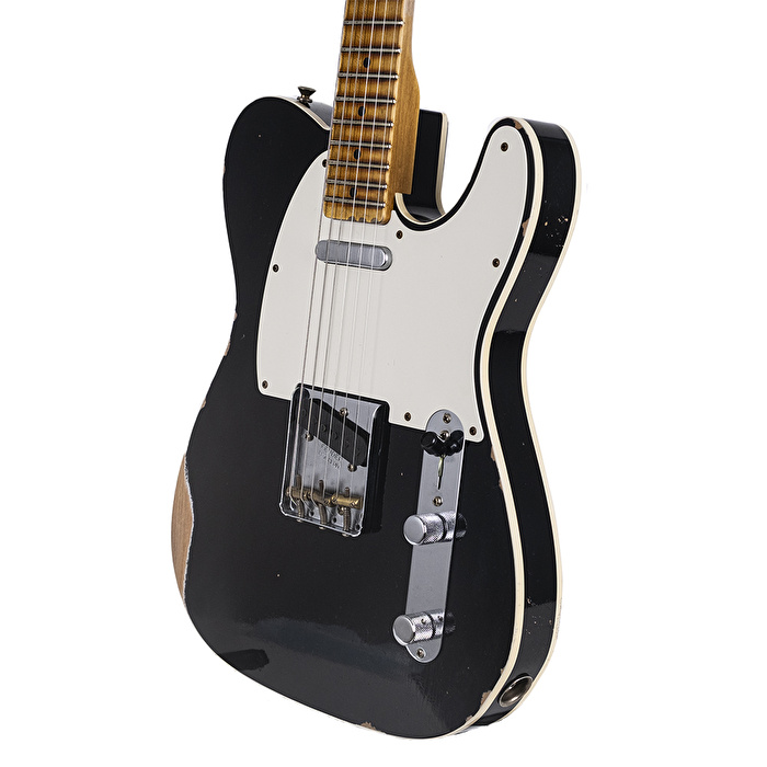Fender Custom Shop 1959 Telecaster Relic Akçaağaç Klavye Aged Black Elektro Gitar