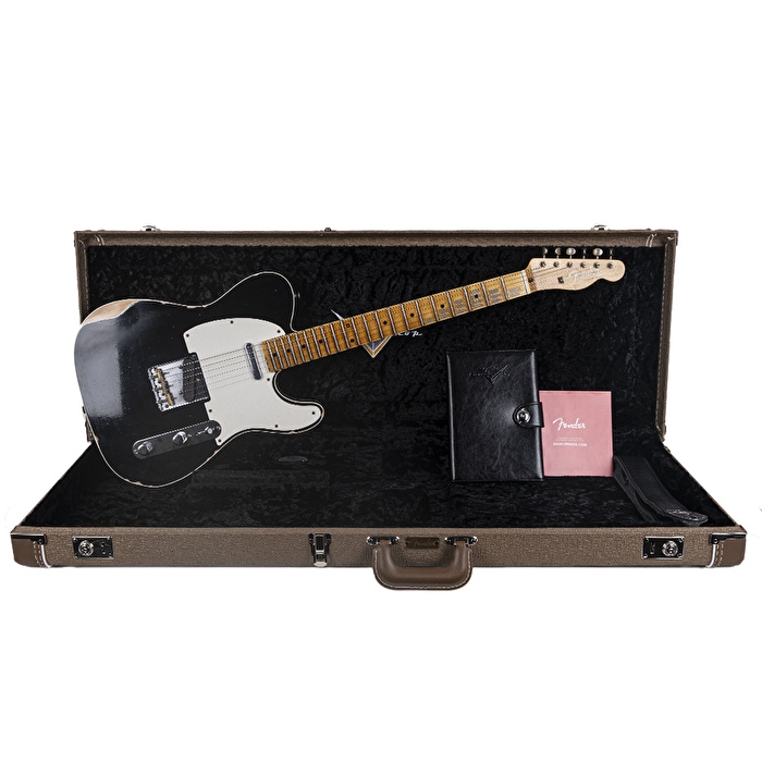 Fender Custom Shop 1959 Telecaster Relic Akçaağaç Klavye Aged Black Elektro Gitar