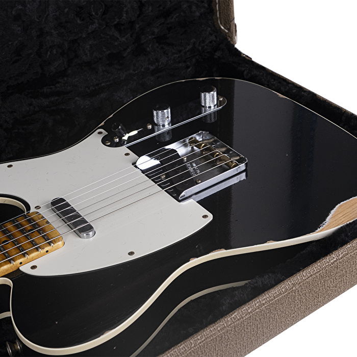 Fender Custom Shop 1959 Telecaster Relic Akçaağaç Klavye Aged Black Elektro Gitar