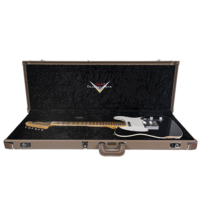 Fender Custom Shop 1959 Telecaster Relic Akçaağaç Klavye Aged Black Elektro Gitar